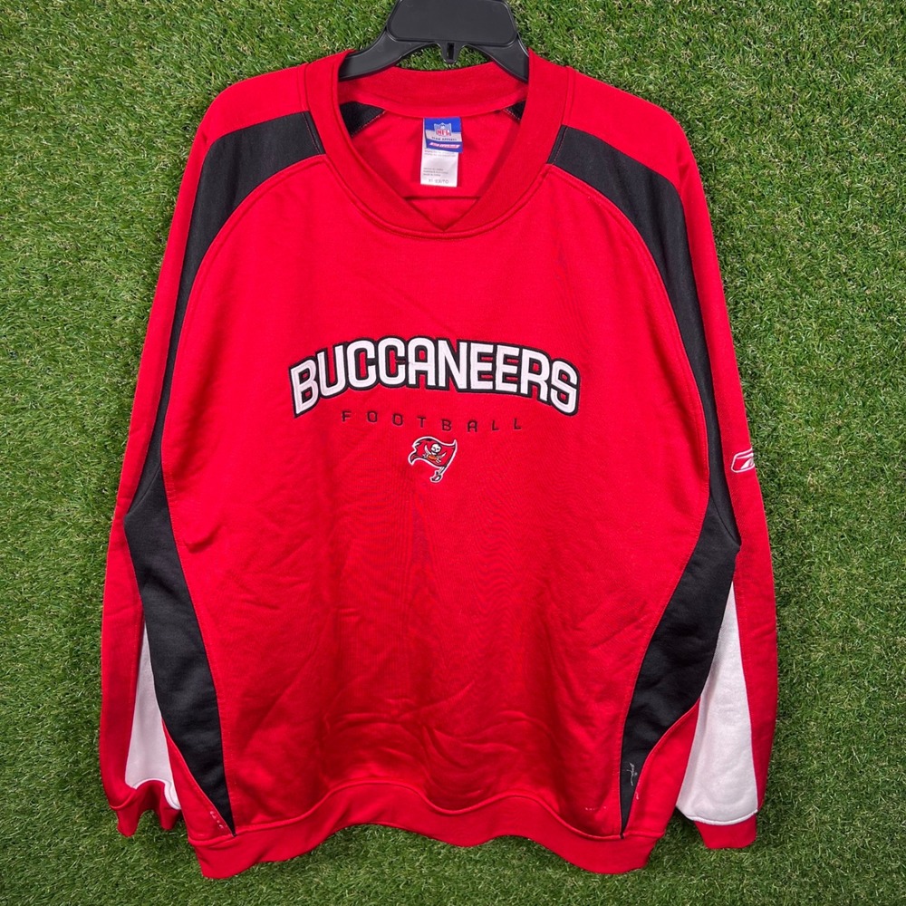 Reebok Tampa Bay Buccaneers NFL Sweatshirt Mens XL Red Black Crewneck Pullover